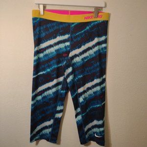 Nike Dri-Fit Blue & White Athletic Crop Pants L